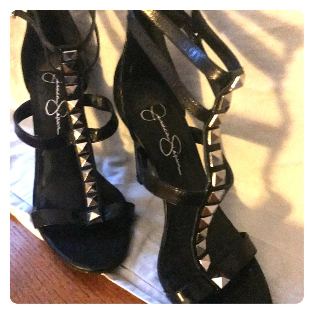 Jessica Simpson black studded heels